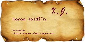 Korom Jolán névjegykártya
