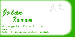 jolan korom business card